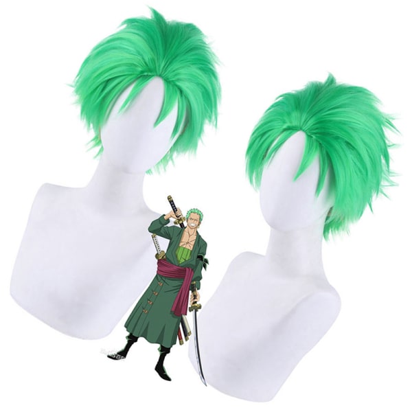 Anime ONE PIECE Slicked-back grøn paryk Short Layer Roronoa Zoro