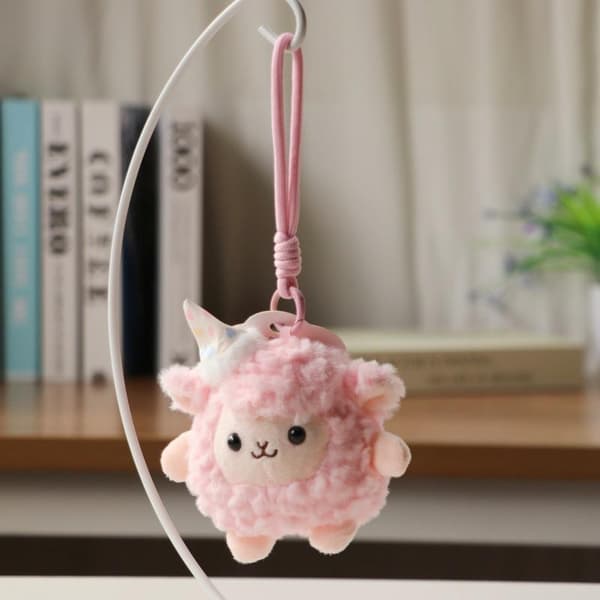 Tecknad Anime Mini Får Nyckelring Fluffig Mjuk Fylld Lamm Hänge A1