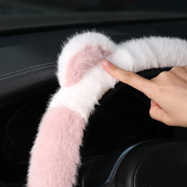 Vinter Plysch Patchwork Bilrattöverdrag Med Kaninöron A3