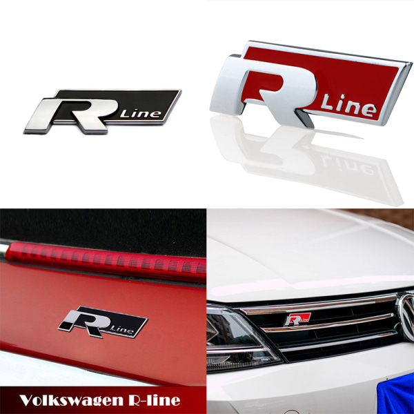 2 STK Bil bagasjerom metall Rline R-LINE Emblem Badge Sticker