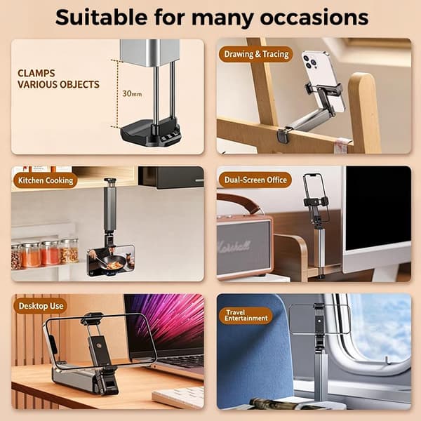 Kannettava matkapuhelimen pidike, jossa monikulmainen kierto grey