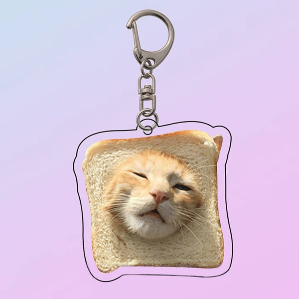 Creative e Toast Cat Akryl nøkkelring Morsom Kawaii Animal Penda C