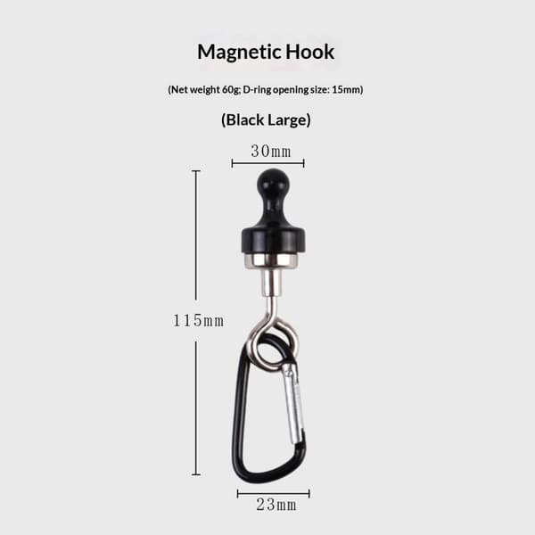 Camping Magnetkrok Stark Sugbar Separat Utomhustältburk Black L
