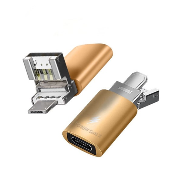 3 I 1 OTG-adapter 30W USB C til IOS Rasklading av dataoverføring Gold