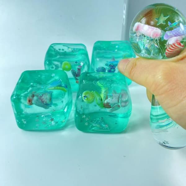 Squishy Stressballer Kube Hav Sensorisk Fidget Leketøy Barn Voksne