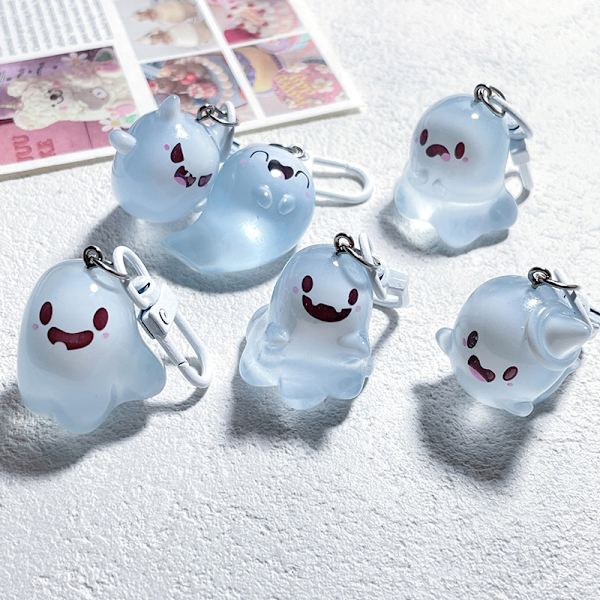Halloween Jelly Ghost Nøkkelring 3D Tegneserie Glow-in-the-dark Elf A3