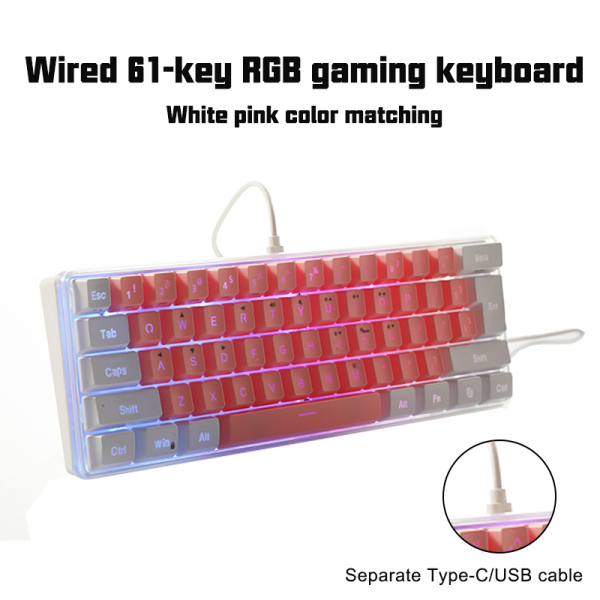 61 Key RGB Gaming Mekanisk Føl Kablet Membran Keyboard E-Spo A2