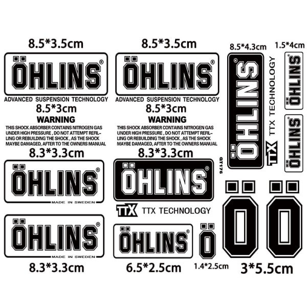 Pari läpinäkyviä OHLINS-postimerkkejä koristetarroja sliver