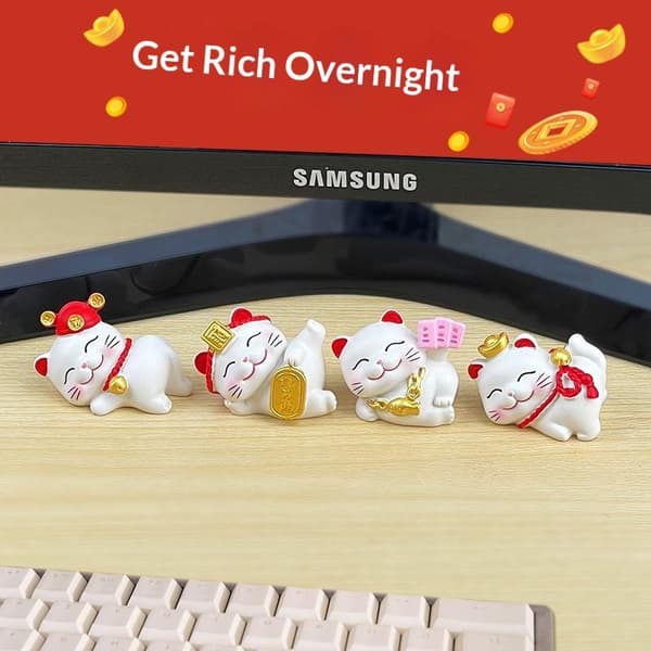 1/2/4 st Lucky e kattfigur Rikedom Lyckoskulptur Skrivbord Bil B