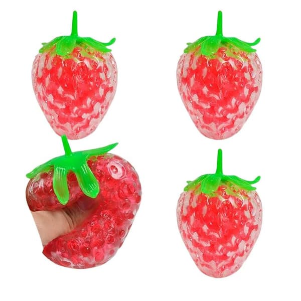 1/2 stk. krystaljordbær TPR frugtformet sensorisk fidget til lindring 2PCS