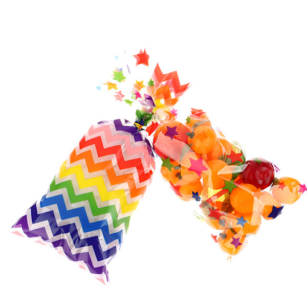 50 stk flad lomme slikkage regnbuestribet brødgavepose B 50pcs