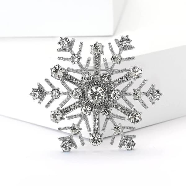 Mode Lyx Strass Snöflinga Broscher För Kvinnor Kläder A2