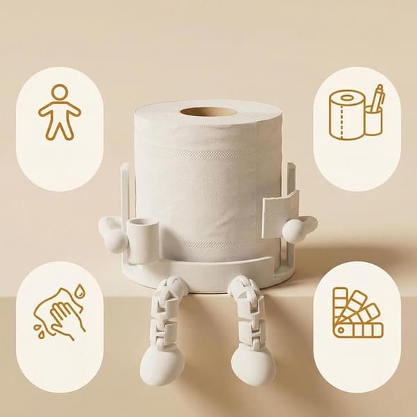 Nyhed 3D-printet tissueholder toiletpapirholder hjemmetissue Black