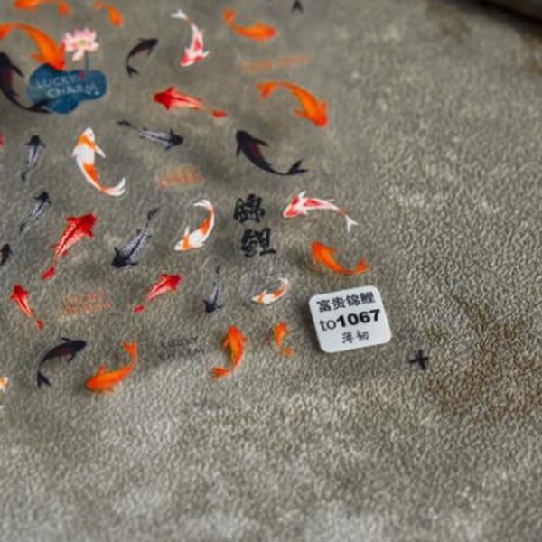 Rød Koi Fisk Guldfisk 5D Nail Sticker Bogstaver 3D Stickers Na
