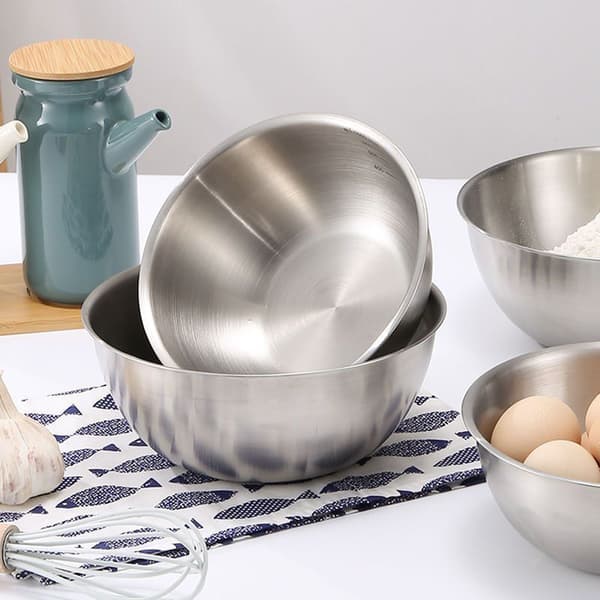 1 stk. skålsett i rustfritt stål med vekt for matlaging, baking, oppbevaring 19cm