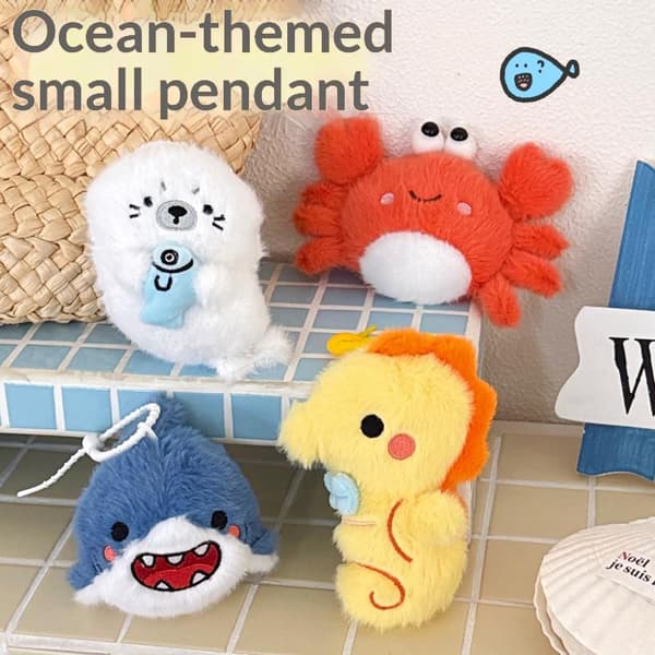 e Ocean Animal Plysch Nyckelring Fluffig Docka Hänge Väska Prydnad A2