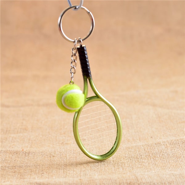 Fashion Metal Creative 3D Tennisracket Ball Key Chain Key Rin Silver