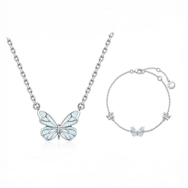 Lysende sommerfuglehalskæde armbånd elegant smykkegave fødselsdag A4