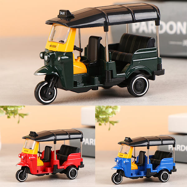Alloy Tricycle Retro Simulation Model Three Wheeled Motorcycle Army green