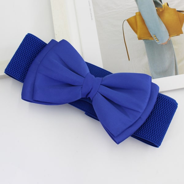 Kvinner Bowknot Cummerbunds Stretch Bukle Midjebelte Jente Dre Blue