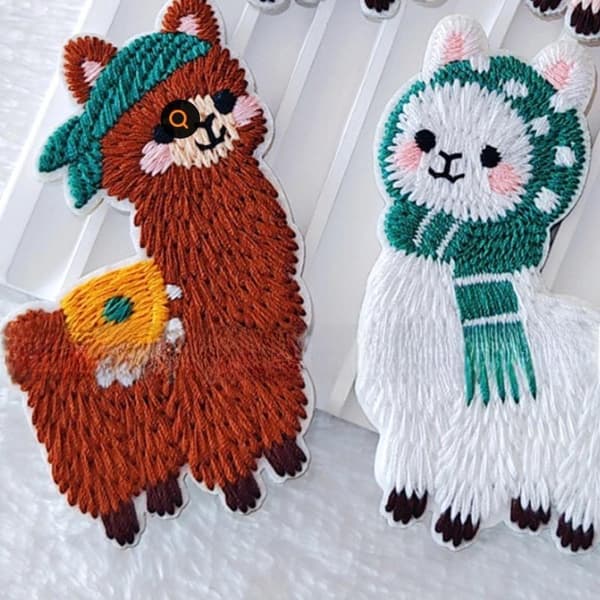 6 stk. håndklædebroderi-patch tegneserie lama broderi-patch til 6pcs