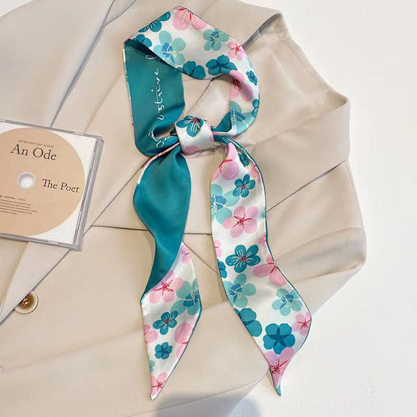 Printed liten sidenscarf n Summer Multifunctional Long Si A14