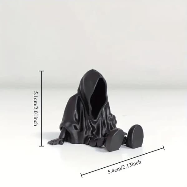 Spøkelsesstatuepynt Ansiktsløst spøkelse 3D-printet gotisk død St Black