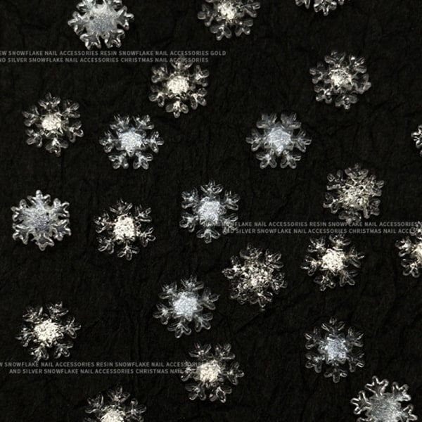 50 Stk White Glitter 3D Snowflake Nail Decals Stickers Christmas Gold