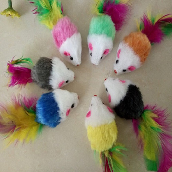 10 st/lot Mjuk fleece falska mus kattleksaker