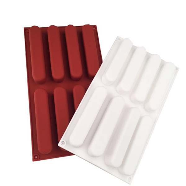 8 hål lång remsa fingerkex silikonform 8 hål ugn ca Red