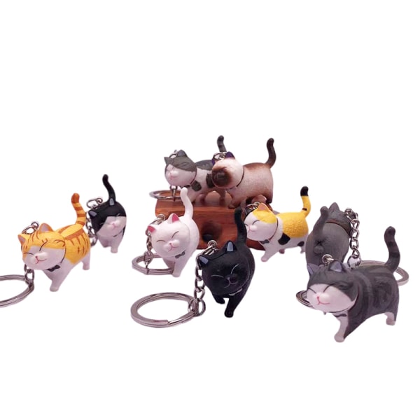 9 Farger tegneserie Lovely Cat Nøkkelring Bil Anheng Bag Ornament Wom E