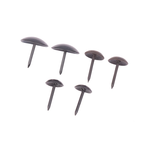 100 STK Svart Rundt hode Metall Pushpins Polstring Nails Vintage C