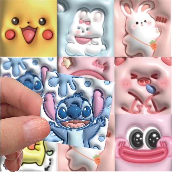 62 stk Cartoon Anime 3D Expansion Pikachu Kuromi Stickers Waterp