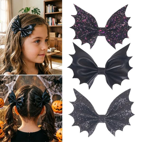 Halloween fladdermusvinge rosett hårklämmor flickor luggklämmor för fest C A1