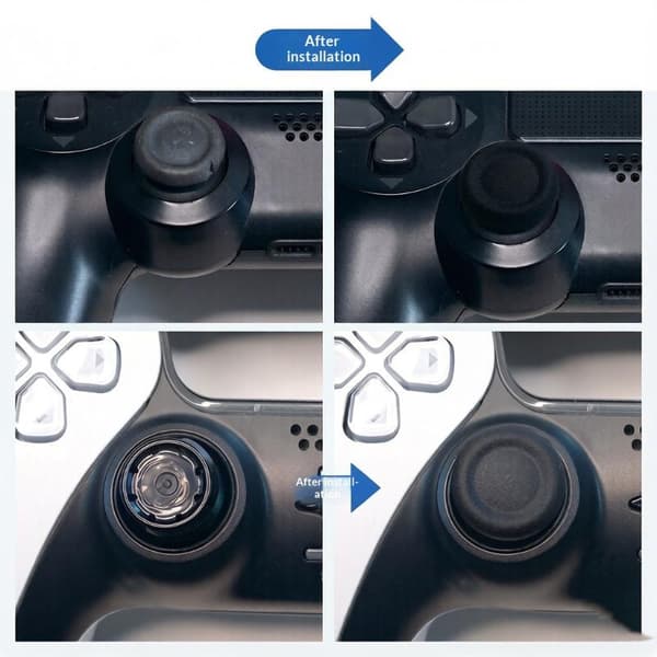 6 STK Spillkontroller Joystick-hette Erstatningsdeler Anti-løs Black
