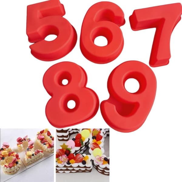 1 stk store silikon 3D tall kakeformer 10 tommer tall bakeformer 2