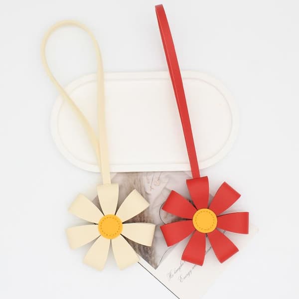 Rustik texturerad läder körsbärsblomma nyckelring bilväska nyckelring A4