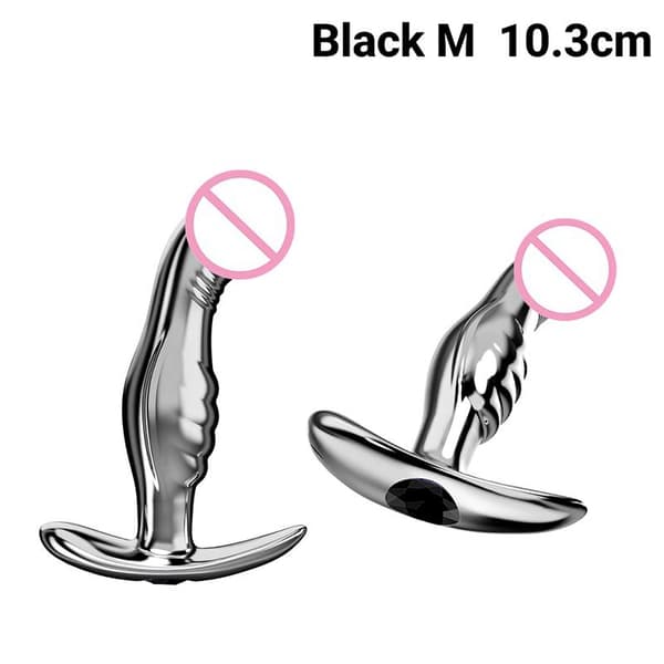 1 st metall dildo analplugg prostatastimuleringsmassageverktyg annons Dark Blue S