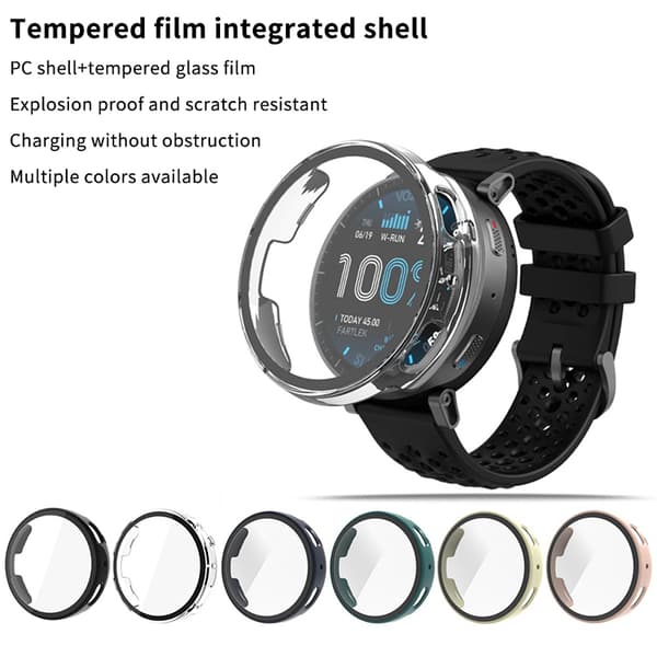 PC Heltäckande Skyddsfodral Härdat Glas För AMAZFIT ACT White 1Pcs