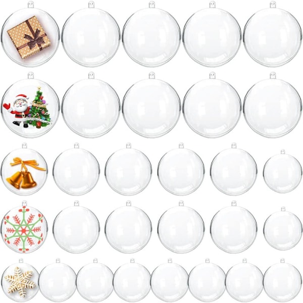 5 stk 4/5/6/7/8cm Klare Kuler Fyllbare Pynt Juletrær Eller 4cm