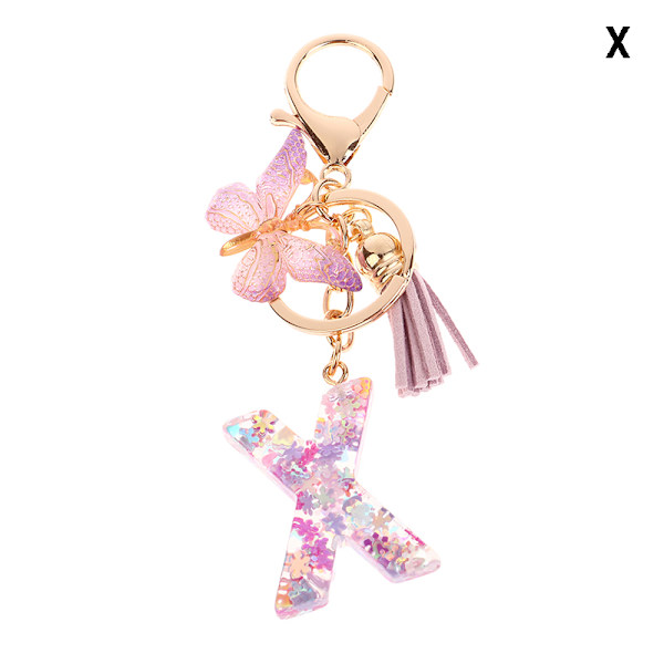1 kpl A-Z Letters avaimenperä naisille Tupsu Butterfly Pendant Ini X