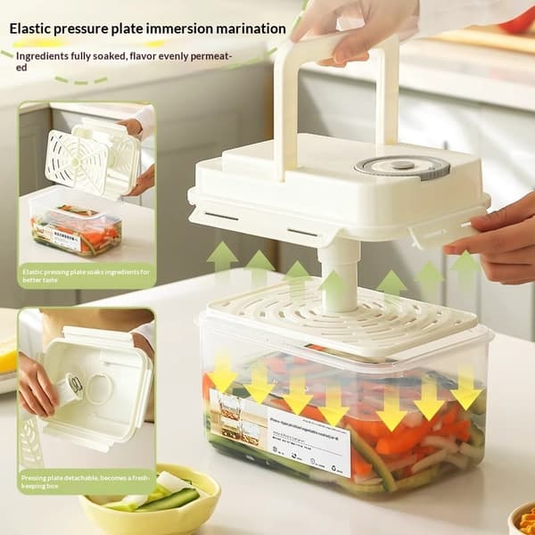 Pickle Jar With Press Plate Leakproof Kitchen Organizer Bins St Yellow