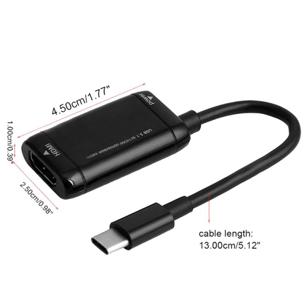 USB-C Type C - HDMI-yhteensopiva sovitin USB 3.1 -kaapeli MHL A:lle