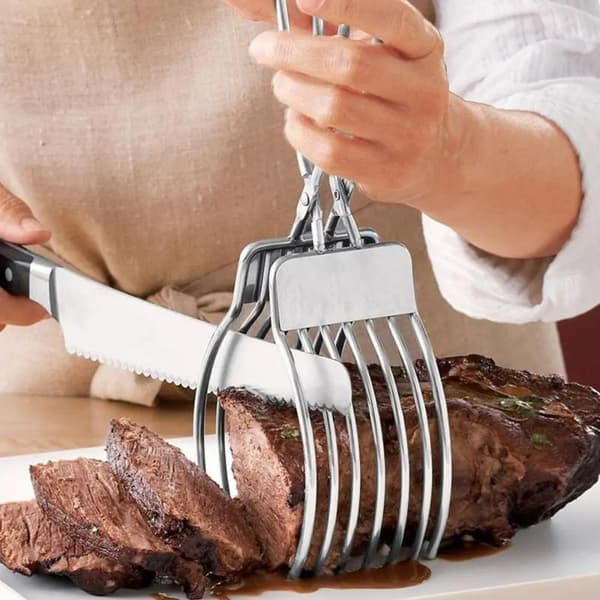 Stegetang i rustfrit stål til kød og brød – ubesværet udskæring Silver