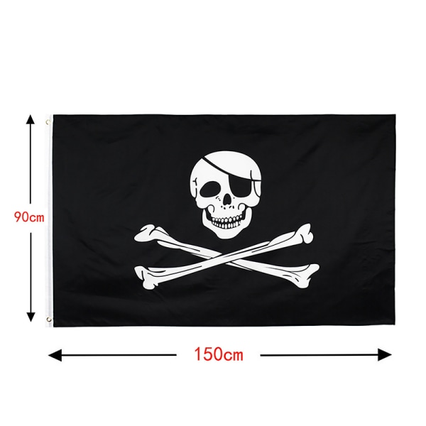 Big Skull Piratflagga Röd Bandana Bones Double Skull DIY Decor A 90x150cm