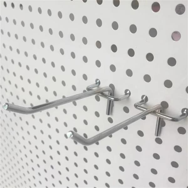 Metallkrokar för pegboard och spårpanel, kraftiga displaykrokar för väggmontering silver 10pcs 20cm