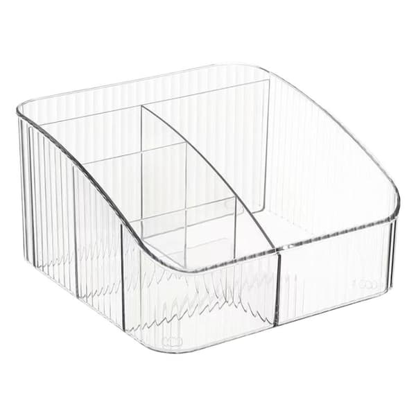 Skrivbordsförvaringslåda med 5 fack, transparent trapetsformad plast A1