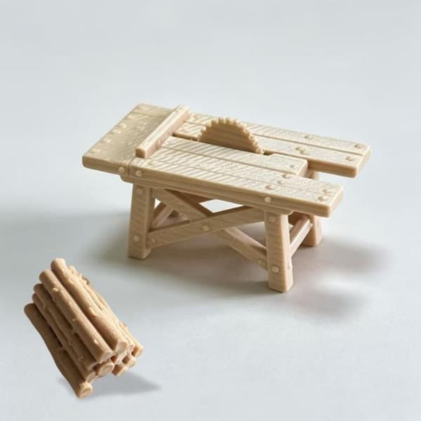 Miniatyr simulerad sågbänk med realistisk detalj Mini A2
