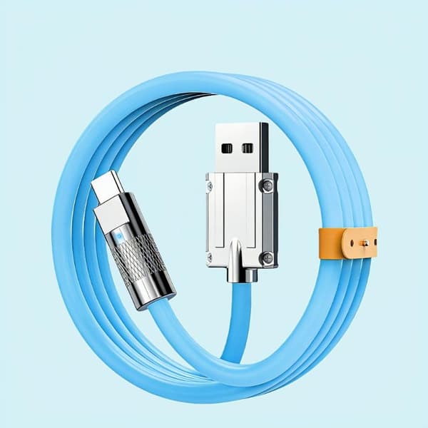 Vit USB A till Typ C Laddningskabel 120W Super Snabb Laddning T A3