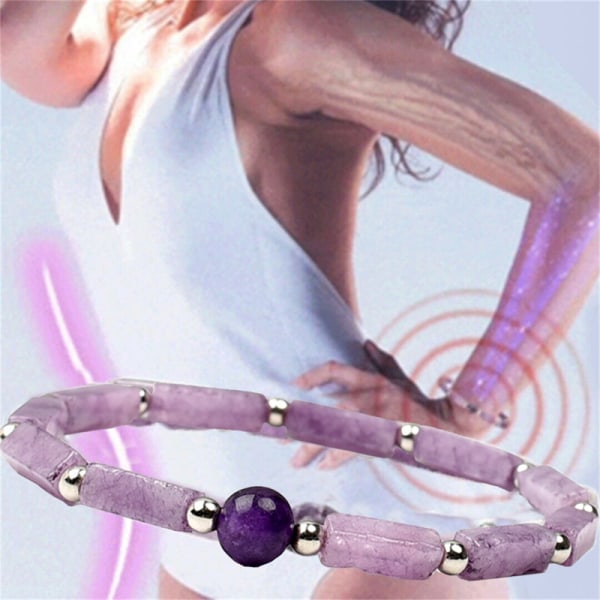 Luonnollinen ametisti, vartaloa puhdistava laihtuva rannekorukivi naisille Purple
